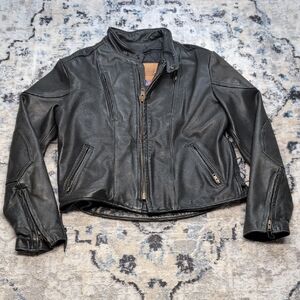 Kerr Company Black Leather Motorcycle Jacket Men’s 42 Lace Up Sides Made in USA